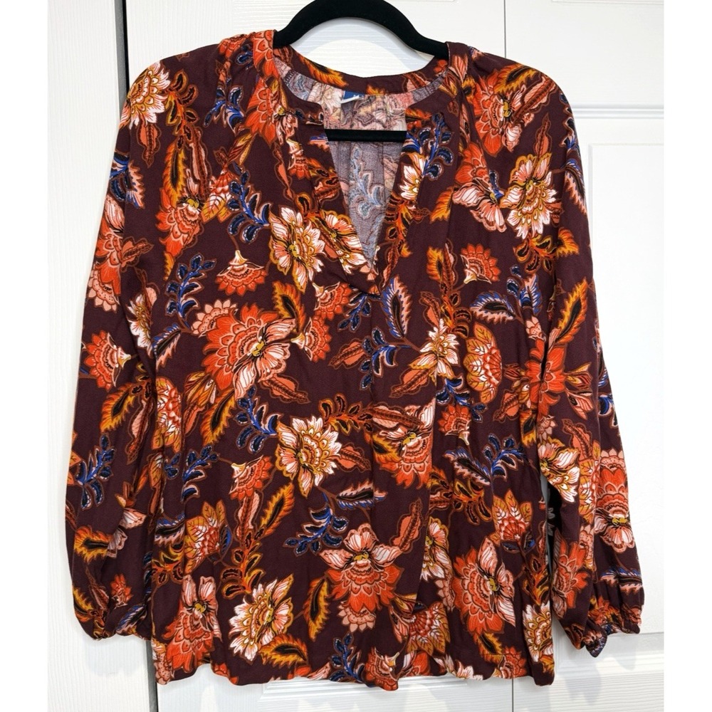 Old Navy Womens Oversized Floral Peasant Top Size S Fall Goblincore Fairy Grunge